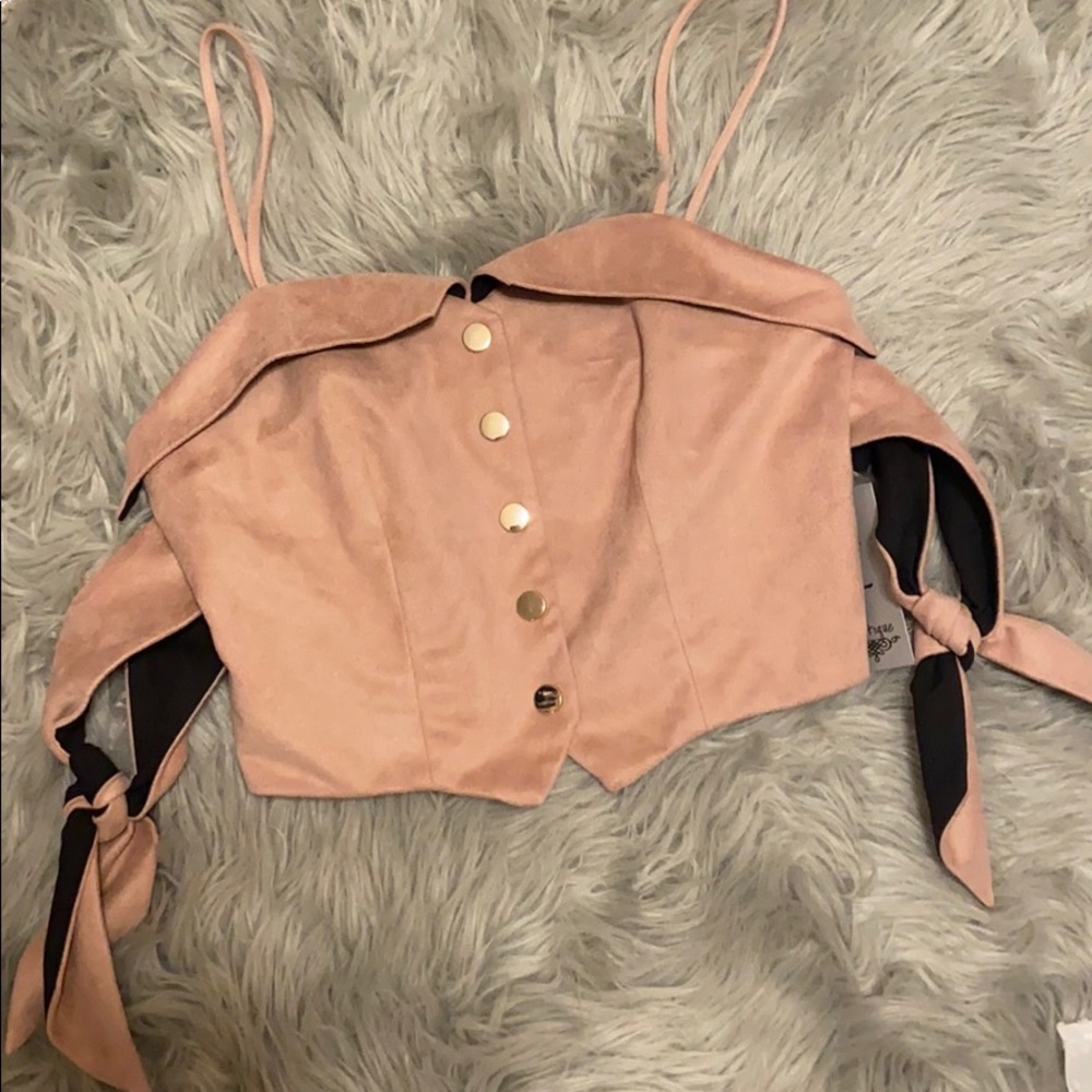 Suedette light pink top brand new!